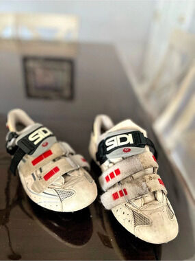 Sidi Carbon Fiber Cycling Shoes White & Red EU 39 W